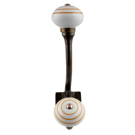 Mustard Stripe Ceramic Antique Iron Hook